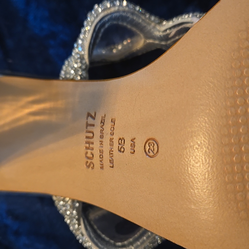 Like New Schutz Women's SilverArabella Glam Embellished Sandals Size 5 - Picture 6 of 8